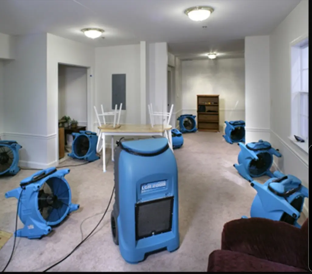 Air movers and dehumidifier setup for Water Damage Restoration in Mission Viejo